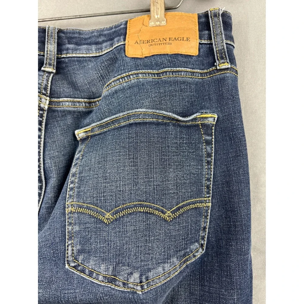American Eagle Jeans Mens 31x30 Extreme Flex Dark Wash Distressed Ripped Blue
